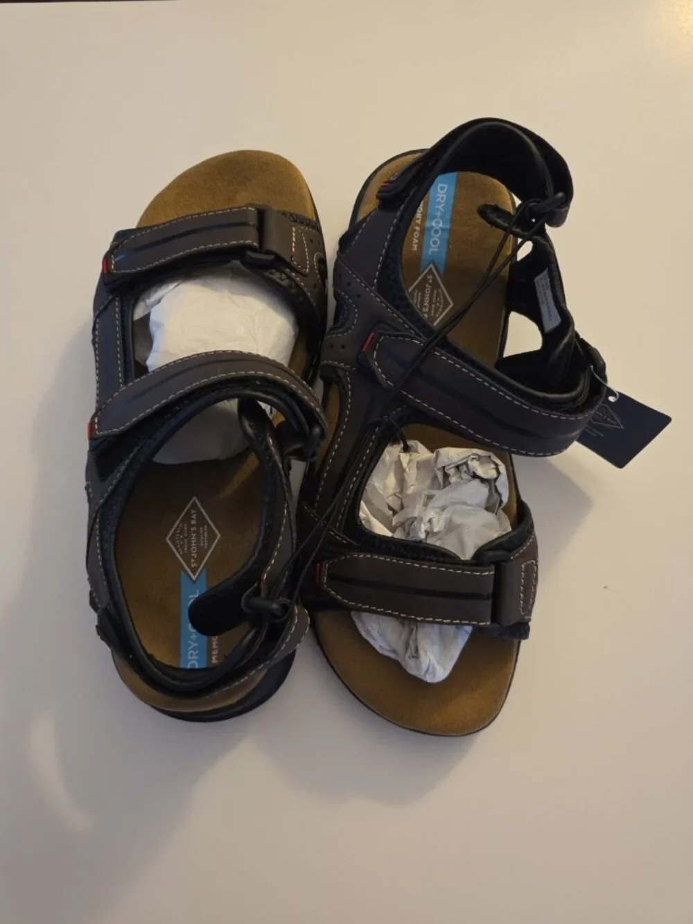 St. John Bay Badger Brown Sandals Size 9M Moisture Wicking Memory Foam DryCool